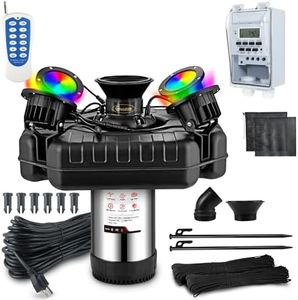 Goldlife Pond Fountain Aerator, F3 With 4 RGB Lights, 1HP 750W 110V Stainless Steel Floating Fountain With 100FT Power Cord, Octagon Aerating Fountain Pump for Small Large Pond Lake Pool Bay Fish farm