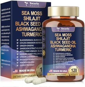 25-in-1 Sea Moss Black Seed Oil Ashwagandha Ginger Shilajit Supplement 18525mg, Sea Moss Capsules with Bladder Burdock Ceylon Cinnamon Berberine ACV Manuka VIT C&D3 for Immune, Gut & Energy, 120 Caps