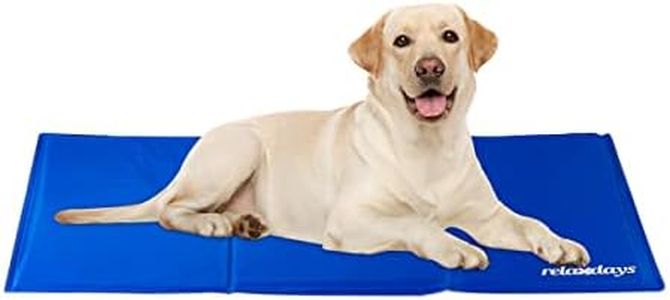 Relaxdays Kühlmatte Hund, selbstkühlend, abwischbar, robust, mit Gel, Kühldecke für Tiere, Kältedecke 60 x 100 cm, blau, 1 x 100 x 60 cm