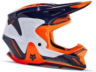 Fox Racing V3 Motocross Helmet, Revise Navy/Orange, Large