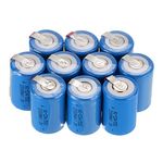 Anmas Box 6/10/12/15 Pcs Ni-Cd 4/5 SubC 1.2V 2200mAh Rechargeable Battery with Tab (10 Pack, Blue)