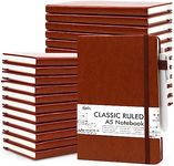 feela 24 Pack Journal Notebook for Work, Business Notebook Bulk Hardcover Lined Writing Journal with Pen Holder for Men Women Note Taking, with 24 Black Pens, 120 GSM, 5.1”x8.3”, A5, Brown