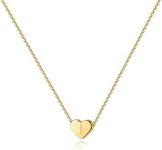 PAVOI 14K White Gold Plated Mini Dainty Heart Initial Necklace | Slider Adjustable Necklace - 18" | Letter Necklaces for Women | I Initial