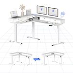 FLEXISPOT L Shaped Electric Standing Desk, 160 x 120 cm with 4 Drawers Adjustable Height Stand Up Desk, Corner Sit Stand Home Office Desk, White Top