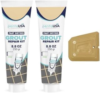 PentaUSA Grout - Premixed Grout Repair Set, 8.8 oz, 2 Pack Tile Grout Tubes, Repairs and Renews Tile Grout in Bathroom and Kitchen, Odorless and Safe Formula - 2 Pack (Beige)
