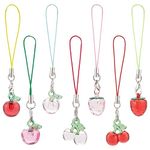 BENECREAT Cute Phone Charm Accessories, Fruit Lollipop Butterfly Milk Tea Bear Colorful Resin Phone Charm Strap, Acrylic, No Gemstone