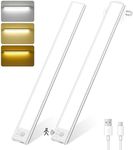 Under-Unit Light Kitchen LED, 40 cm Cabinet Lighting with Motion Sensor, 146 LED USB-C Rechargeable, 3 Colour Modes, Dimmable, Wireless Night Light, Cabinet Light for Bedroom, Bathroom, RV, Pack of 2