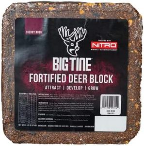 Big Tine Fortified Deer Block, Year Round Deer Attractant, Cherry Rush, 1 Count, 20 lbs Block, Easy to Carry to Remote Locations, Packed with Vitamins and Minerals