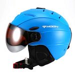 TentHome Ski Snowboard Helmet with Attached Detachable Photochromatic Polarizing Goggles (Blue, X-Large(61-64 cm))