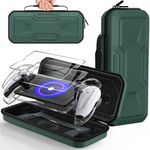FYOUNG Carrying Case Accessories for PlayStation Portal, Full Protection Bundle with Tempered Glass Screen Protector, Protective Cover, Hard Shell Portable Travel Bag for PS5 Portal (Green)