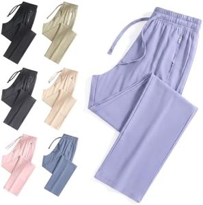 Comfy Fit Pants for Women Over 50, Comfy Unisex Ice Silk Quick Drying Breathable Outdoor Hiking Casual Pant (US, Alpha, Small, Regular, Regular, Standard, Light Purple)