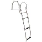 Amarine Made Stainless Steel in-Board 3 Steps Telescoping Ladder Folding Dock Ladder for Marine Boat Yacht Swimming Pool