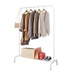 Holdfiturn Heavy Duty Clothes Rail Metal Clothes Rack Black Hanging Rail for Skirts Shirts Coats Freestanding Clothes Rails for Bedroom Garment Stand Drying Rack with Storage Shelf (White)