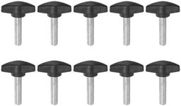 HARFINGTON 10pcs Tee Wing Knobs Thumb Screws M8 x 30mm Standard Male Thread Plastic T Knobs Handles Hand Clamping Knobs Grip Thumbscrew, Black