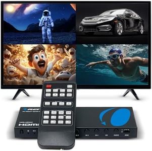 Orei Quad Multi HDMI Viewer 4 in 1 Out HDMI Switcher 4 Ports Seamless Switcher and IR Remote Support 4K @ 30Hz 1080P for PS4/PC/DVD/Security Camera, HDMI Switch VGA Output - HDS-401MV