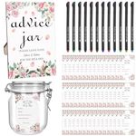 Youdaju 114PCS Printed Party Bridal Shower Kit Bridal Shower Advice Cards Wedding Advice Cards for Bridal, with 1 Wedding Advice Sign 100 Wishes Cards 12 Pens 1 Wish Jar for Guest Party
