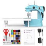 KPCB Mini Sewing Machine with Finger Guard, Electric Sewing Machine for Beginners with Extension Table (Blue)