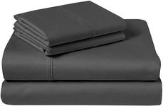 RV Short Queen Sheet Set - 400 Thread Count Egyptian Cotton Sheets for RV Camper Short Queen Size 4 PCs Sheet Sets - 15 Deep Pocket - Easy Fit - Short-Queen (60 X 75) Sheets, Dark Grey Solid
