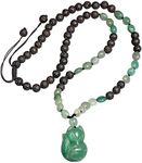 Lightock Green Aventurine Jade Fox Pendant Necklaces for Women Lava Stone Braided Beaded Rope Essential Oil Diffusers Relax Healing Crystals Necklace