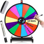 iElyiEsy 18 Inch Spinning Wheel for Prize 14 Slots Tabletop Prize Wheel Spinner with Stand, Dry Erase Marker and Eraser for Trade Show Carnival Party Pub Fortune Game