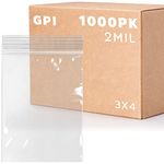 Clear Plastic Reusable Plastic Baggies Bags - Bulk GPI Case of 1000 3" x 4" 2 mil Thick Strong & Durable Poly Resealable for Travel, Storage, Packaging & Shipping.