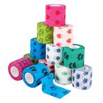 FANKUTOYS 12 Rolls Pet Self Adhesive Bandage, 2" x 5 yd Elastic Bandages,Pet Tape Non-Woven Cohesive Gauze Rolls for Dog Cat Animals, First Aid Wrap for Wrist Healing Ankle Sprain & Swelling