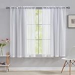 Home Brilliant Sheer Curtains, Net Curtains for Windows 45 Drop, White Short Woven Voile Net Curtains for Kitcken Window Treatment, Set of 2, 54 x 45 inches