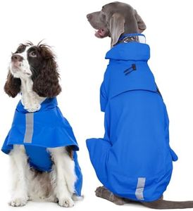 Kuoser Dog Raincoat, Waterproof Dog Rain Jacket with Clear Hooded Double Layer, Lightweight Reflective Dogs Rain Coat with Adjustable Belly Strap, Rain Coats for Extra Large Dogs Outdoor Wear,Blue 2XL