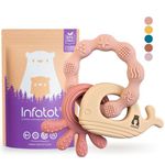 Infatot® Teething Toys for Baby - MultiTexture Baby Teethers 0-6 Months, Baby Essentials for Newborn - Baby Shower Gifts, Baby Teething Toys Silicone Teethers for Babies 6 Months - Plum & Milk