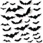 Incrizma 68Pcs Bat Wall Decor, Halloween Bats Decorations 3D Bats Wall Decor Realistic Felt Bats Stickers for Outdoor DIY Home Decor Party Supplies (Halloween Bats)