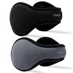 FSMILING 2 Pack Winter Ear Muffs For Men & Women Adjustable Earmuffs Fleece Ear Warmers For Cold Weather(Black+Gray)