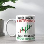 ECFAK Sorry I was Thingking About Trading Printed White Ceramic Coffee Mug for Trader | Gift for Trader | Trading Coffee Mug