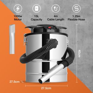 VonHaus 15L Ash Vacuum Cleaner – Powerful Fireplace & Stove Vac