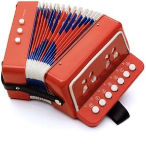 Accordion - Kids Accordion with 10 Keys for Beginners - Accordion Instrument with Song Sheet Included - Kids Musical Instruments by Hey Play (Red)