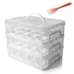 Sherfire 3-tier Cupcake Carrier with Lid and Handle - Clear Plastic, Holds Up to 36 Cupcakes/Muffins or 3 Cakes - Complete with Food Spatula