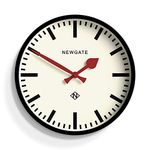 NEWGATE® The Luggage Metal Wall Clock Wall Clocks - Designer Station Clock - Perfect as a Kitchen Clock - Office Clock - Round Clock - Retro Clock - Metal Clock - Black Case/Red Hands