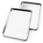 KITCHENATICS Commercial Quality Jelly Roll Size Baking Sheet Pans, Heavy Duty Aluminum Baking Sheet, Oven-Safe Rimmed Baking Sheets for Roasting, Easy to Clean Cookie Sheets - 10.6" x 15.6", Set of 2