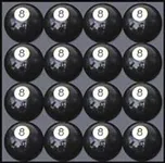 Box of 16 Replacement # 8 Pool Table - Billiard Ball