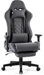 FANTASYLAB Gaming Chair Breathable Fabric Office Chair with Footrest Computer Chair Ergonomic Gaming Chairs for Adults Adjustable Armrests and Backrest(Darkgrey)