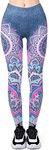 Middle Waisted Seamless Workout Leggings - Women’s Mandala Printed Yoga Leggings, Tummy Control Running Pants…, Blue Jeans, Medium