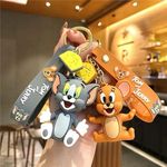 AEROSTARK Tom And Jerry Rubber Keychain|Couple Keychain For Girls|Anime Keychain|Anime Cartoon Merch|Bag Charms|Birthday Gift|Car Bike Accessories|Kids Return Gifts|Combo Set Of 2 (Multicolor)