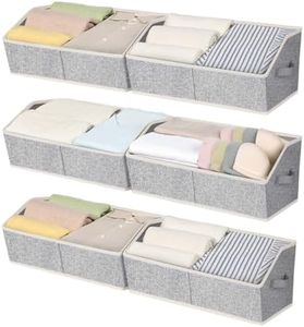 Easortm Closet Storage Bins, Storage Bins for Shelves, Trapezoid Storage Bin with Handle, Linen Closet Organizers and Storage for Clothes, Toys, Books (6 Pack, Light Grey)