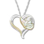 The Bradford Exchange 'Messenger from Heaven' Butterfly Pendant – Solid Sterling Silver Pendant with 18-Carat Gold-Plating. Features a Mother of Pearl Inlay Butterfly Within The Heart.