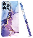 luolnh Gold Glitter Sparkle Case Compatible with iPhone 13 Pro Max Case Marble Design Shockproof Silicone Bumper Cover Phone Case(Blue/Pink/Purple)