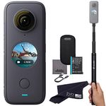 insta360 ONE X2 360 Camera with Touchscreen - 5.7K30 360 Video, Front Steady Cam Mode, 18MP 360 Photo + InstaPano | Bundle Includes Invisible Selfie Stick 120cm (2 Items)