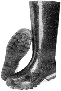 Foinledr Botte De Pluie Femme, Caoutchouc Imperméable à l'eau Chaussures