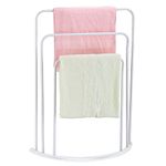 YORKSHIRE HOMEWARE 3 Tier Free Standing Bath Towel Rail - Curved Towel Stand, Space Saving Towel Drying Rack, Bathroom Storage Organizer Towel Holder, Towel Stand, Towel Rack Metal Stand White