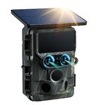 4K 30FPS WiFi Trail Camera Integrated Solar Powered, Starlight Night Vision Dual Lens 60MP Bluetooth Game Camera with 0.1S Trigger IMX458 Sensors Hunting Cam with 120° Wide-Angle IP66 Waterproof