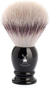 MÜHLE Classic Blaireau de rasage avec fibre Silvertip - Large et grand - Manche en résine précieuse noire - Fait main - végétalien