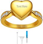 Richsteel Personalized Heart Urn Finger Ring for Pet Lovers Cremation Jewelry